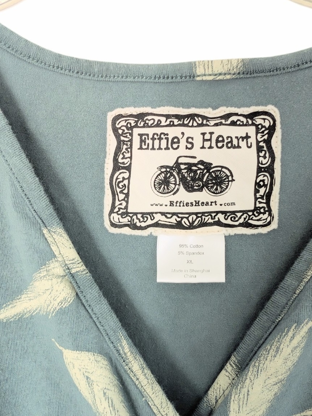 🪶 Effie's Heart Blue Feather Print Faux Wrap Fit & Flare Dress, XL 🪶 - Picture 3 of 4